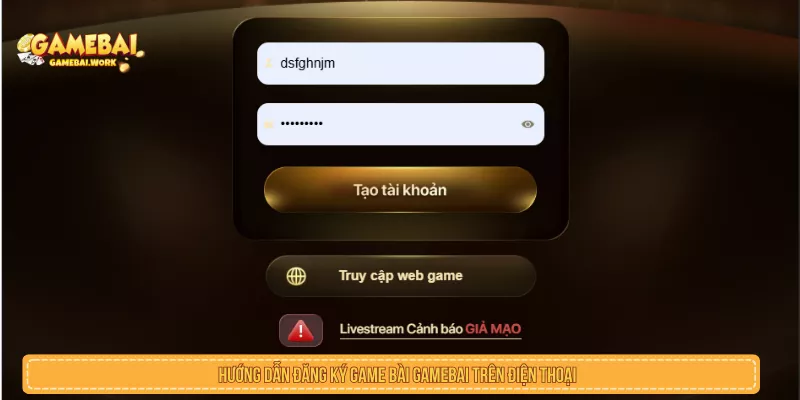 Hướng dẫn đăng ký game bài GAMEBAI trên điện thoại