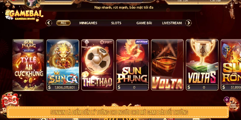 SUNWIN là điểm đến lý tưởng cho người chơi mê game bài đổi thưởng 